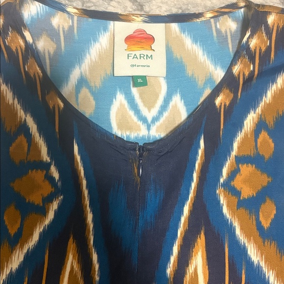 Farm Rio Blue Pineapple Ikat LENZING™ ECOVERO™ Viscose Maxi Dress. - Picture 2 of 9